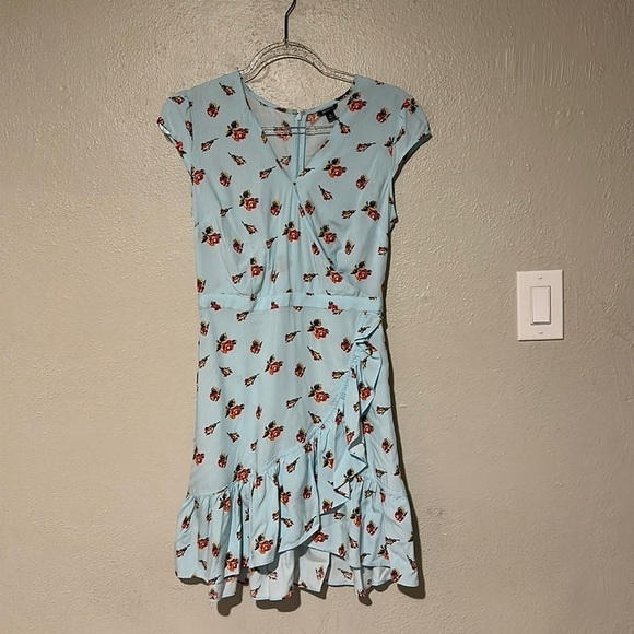 Blue Floral Print Fit & Flare Dress - Picture 4 of 8